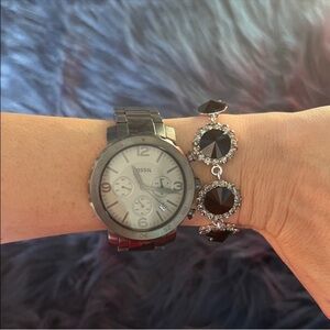 Fossil Silver Chronograph Watch with bracket